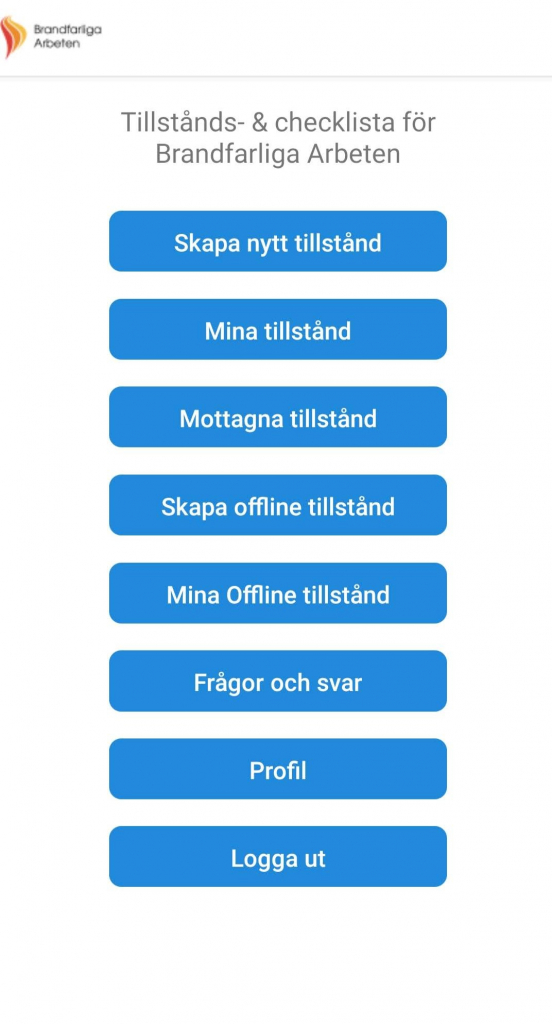 App brandfarliga arbeten