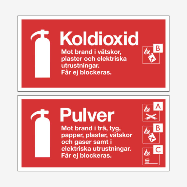 Typskylt Pulver/Koldioxid - 200*100 mm (Standard), Aluminium