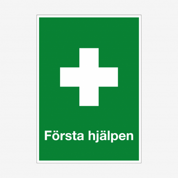 första hjälpen nödskylt