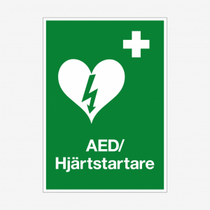 AED hjärtstartare nödskylt