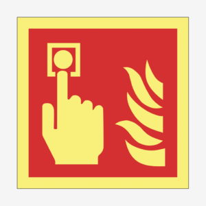Brandlarm knapp ISO 7010 - Efterlysande brandskylt