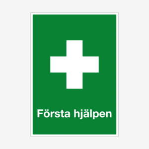 Första hjälpen nödskylt