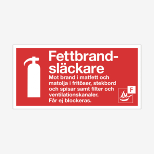 Brandskylt fettbrandsläckare