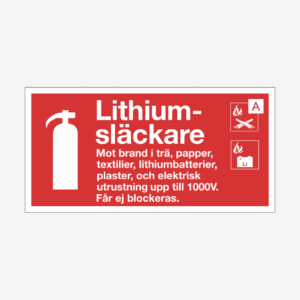 Brandskylt lithiumsläckare