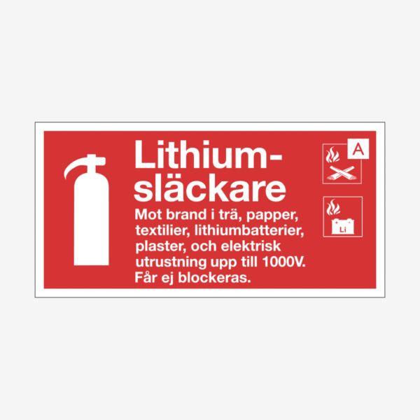 Brandskylt lithiumsläckare